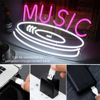 MUSIC – Disco de vinil – letreiro de néon LED (5 V USB)