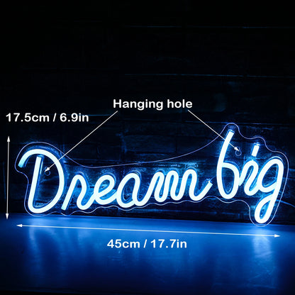 Letreiro de LED USB 5V "Sonhe Grande" - Econômico