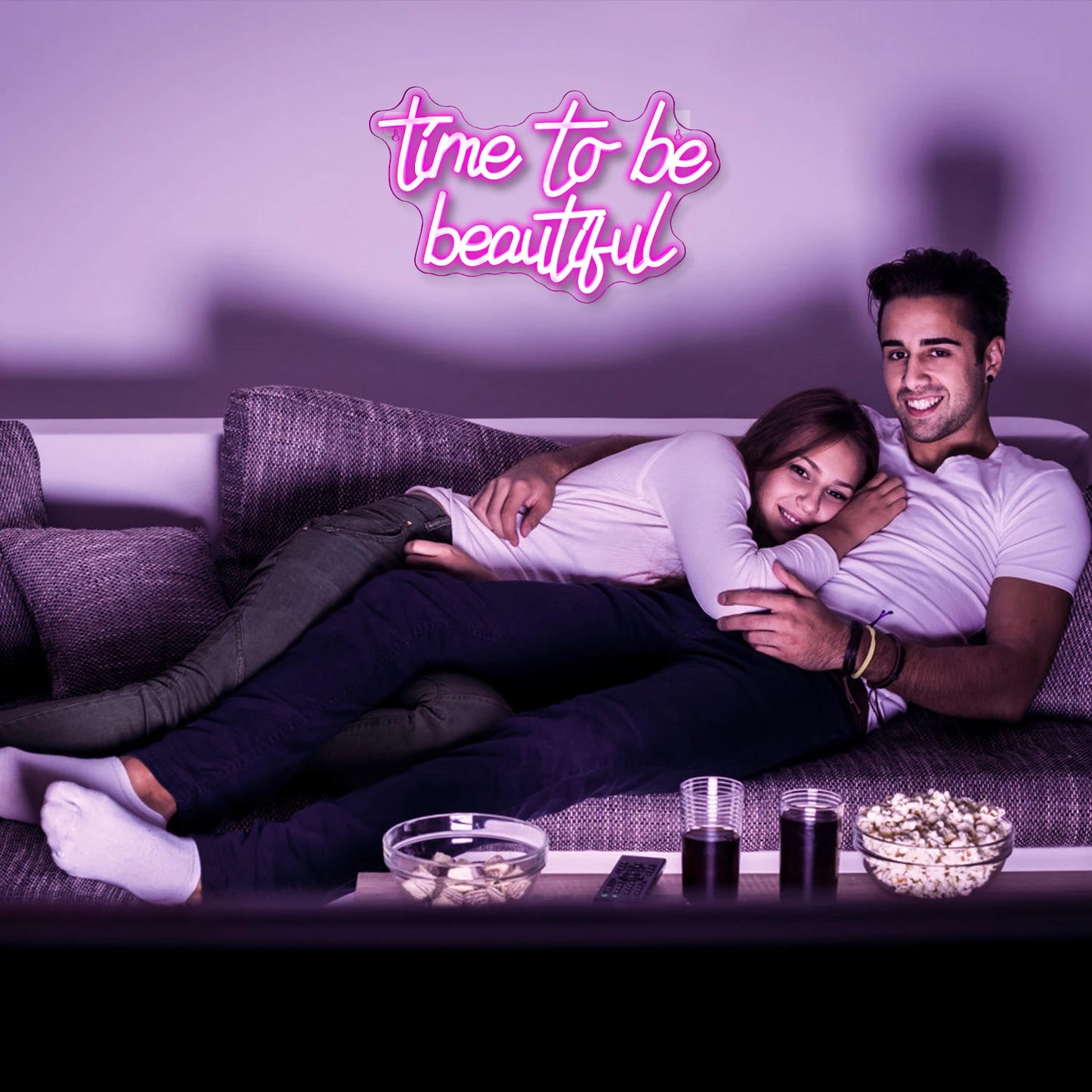 Time to be beautiful 5V USB LED Neon Sign - Budget Friendly