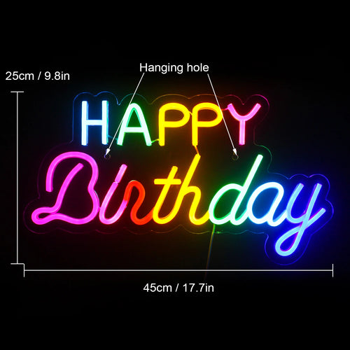 Happy Birthday – letreiro de néon LED (5 V USB)