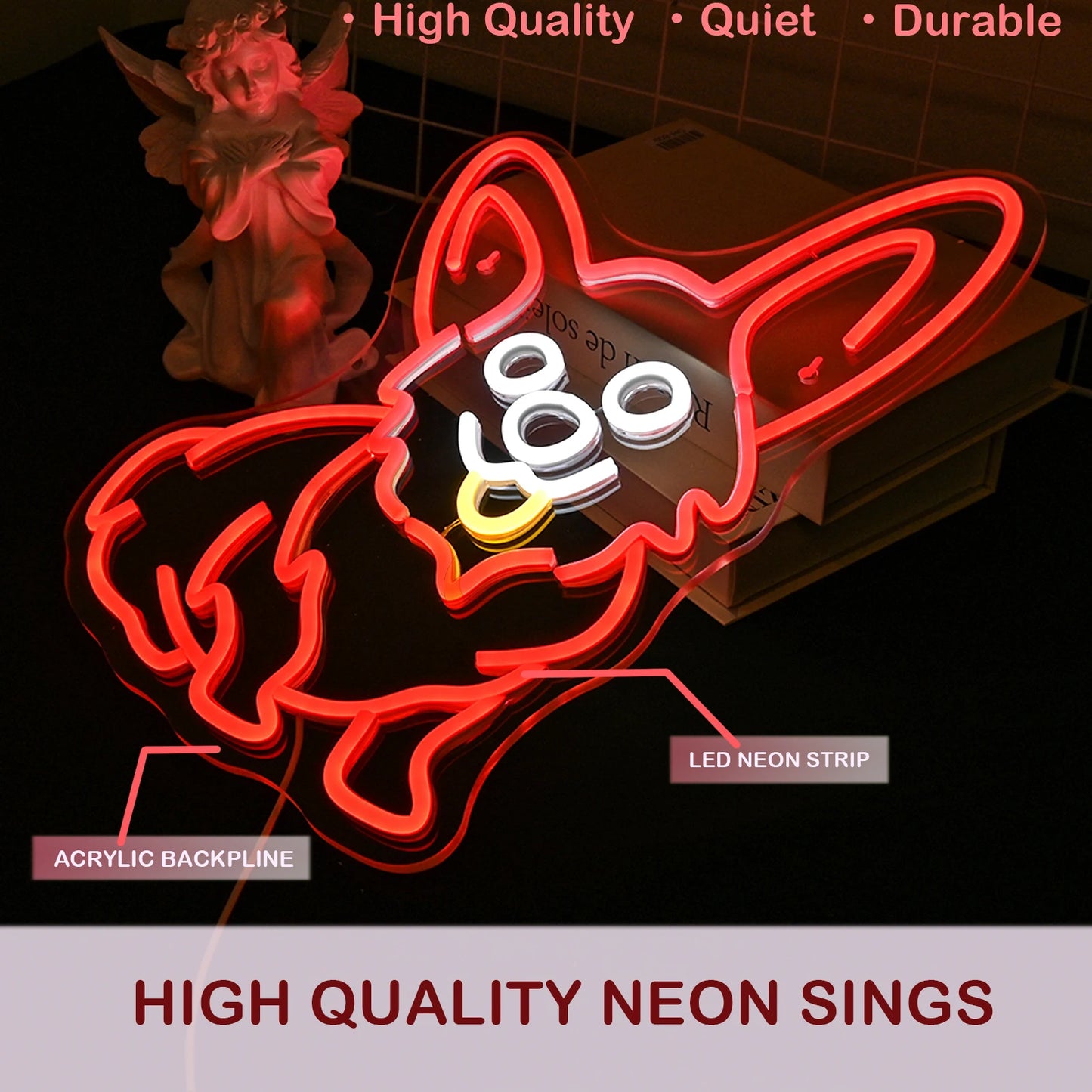 Corgi Dog Red 5V USB LED Neon Sign - Budget Friendly