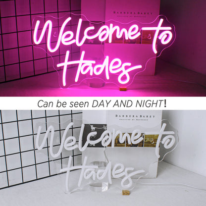 Letreiro de LED "Bem-vindo ao Hades" 5V USB - Econômico