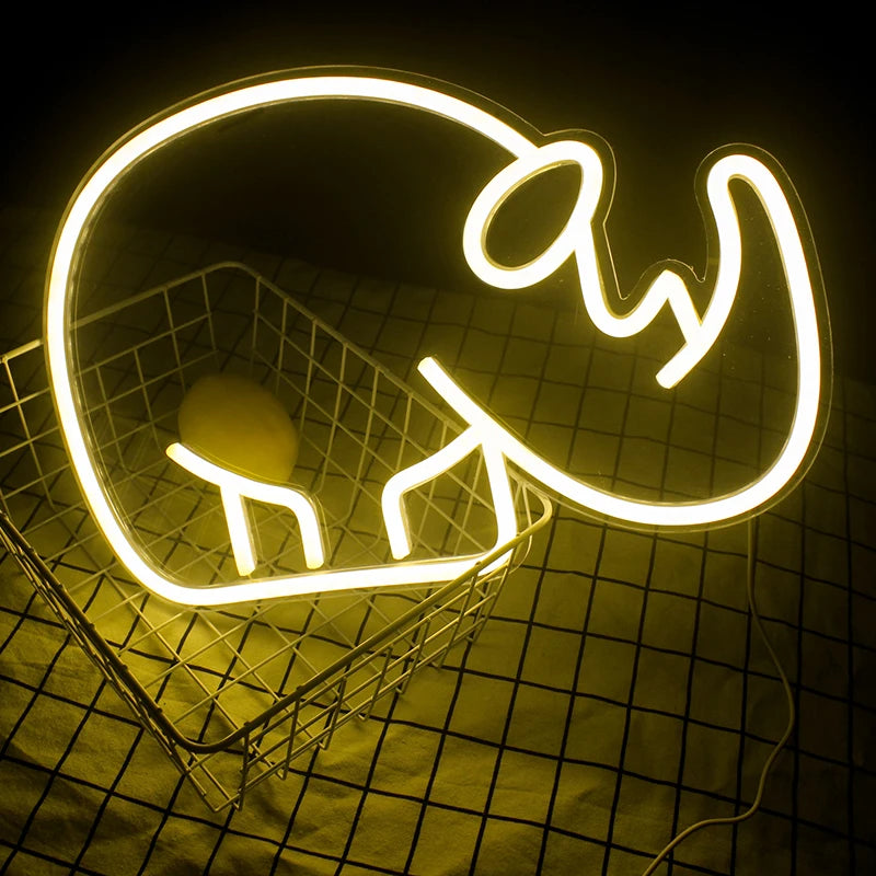 Rinoceronte – letreiro de néon LED (5 V USB)