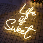 Life is Sweet – reclame luminoso em néon LED (5 V USB)