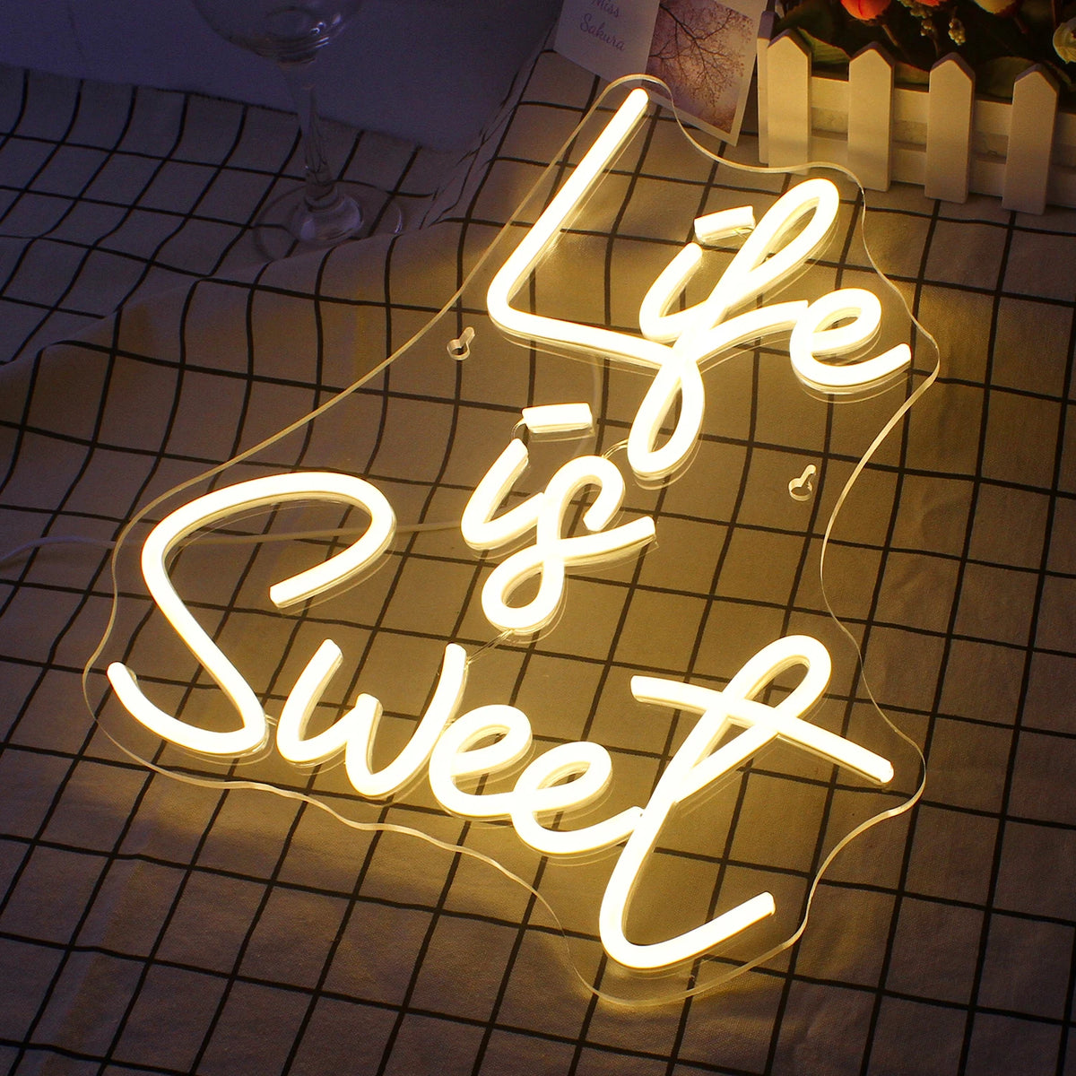 Life is Sweet – reclame luminoso em néon LED (5 V USB)