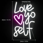 Love yo self – Coração – letreiro de néon LED (5 V USB)