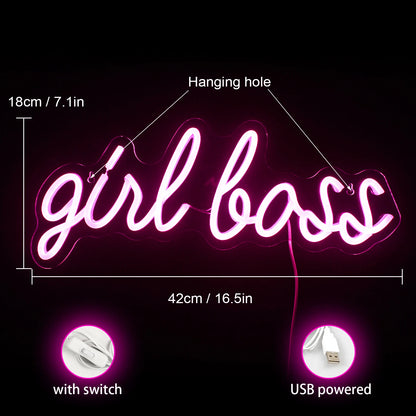 Letreiro de LED "Girl Boss" 5V USB - Econômico