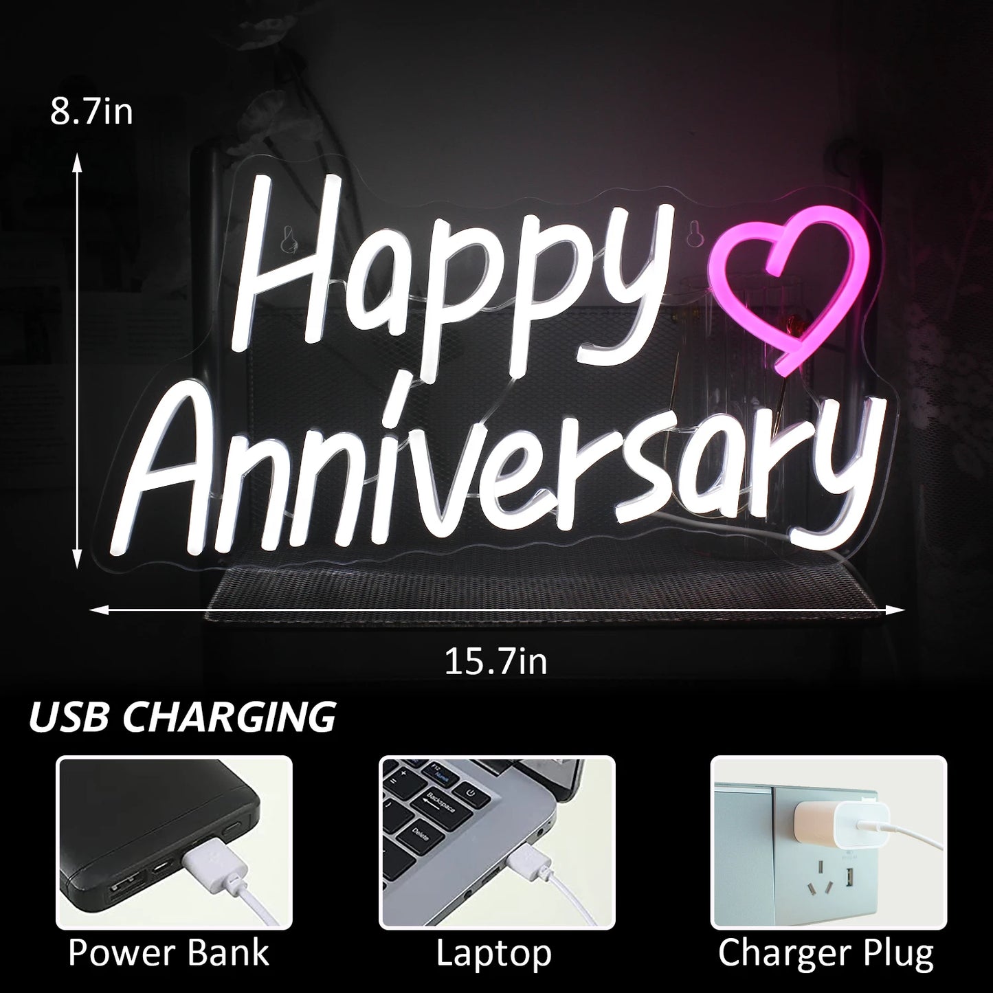 Letreiro de LED "Feliz Aniversário" 5V USB - Econômico