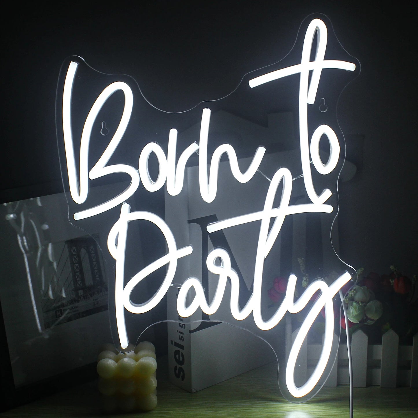 Placa de LED "Born to Party" 5V USB - Econômica