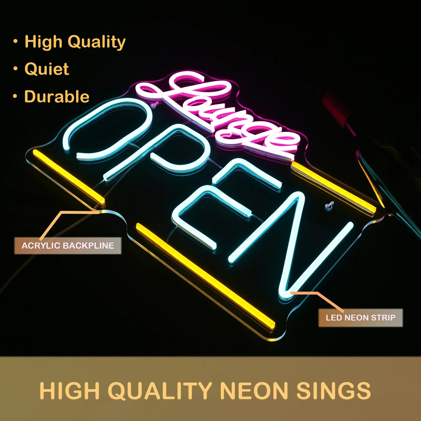 Lounge Open 5V USB LED Neon Sign - Budget Friendly