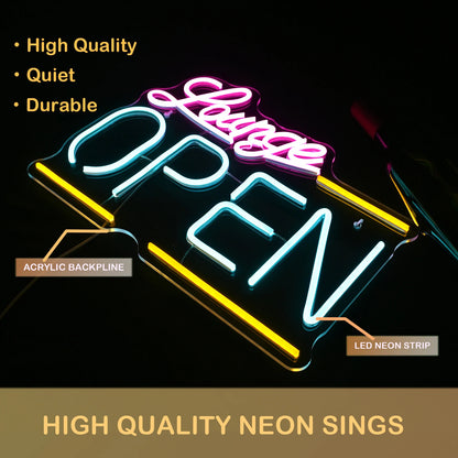 Lounge Open 5V USB LED Neon Sign - Budget Friendly