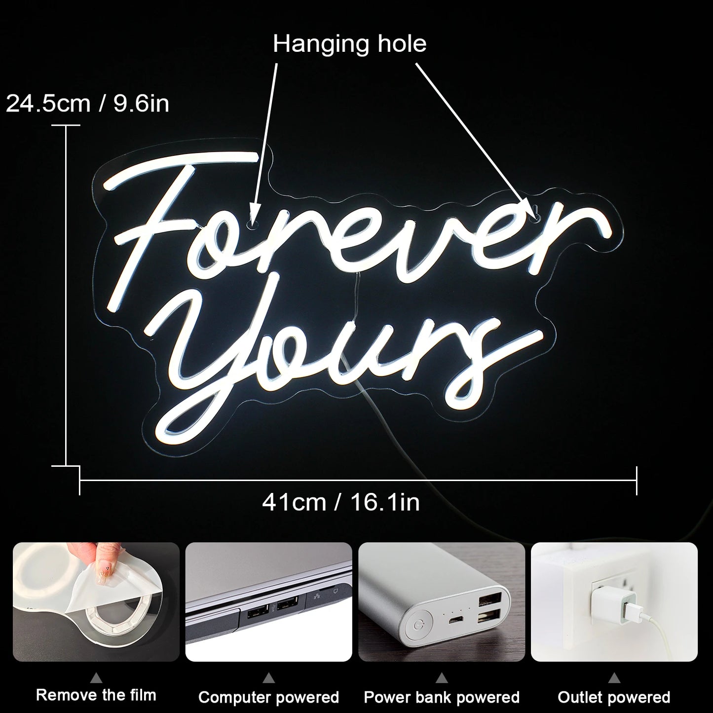 Forever Yours 5V USB Letreiro de LED - Econômico