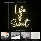 Life is Sweet – reclame luminoso em néon LED (5 V USB)