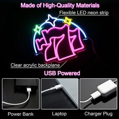 Luck 777 5V USB LED Neon Sign - Budget Friendly