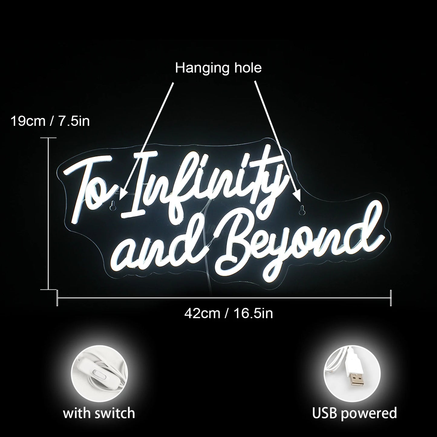 Para o Infinito e Além 5V USB Letreiro de LED - Econômico