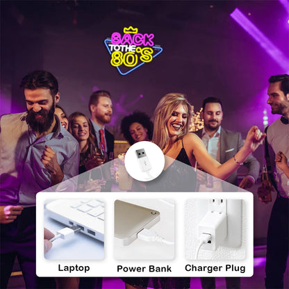 Back to the 80s 5V USB LED Neon Sign - Budget Friendly