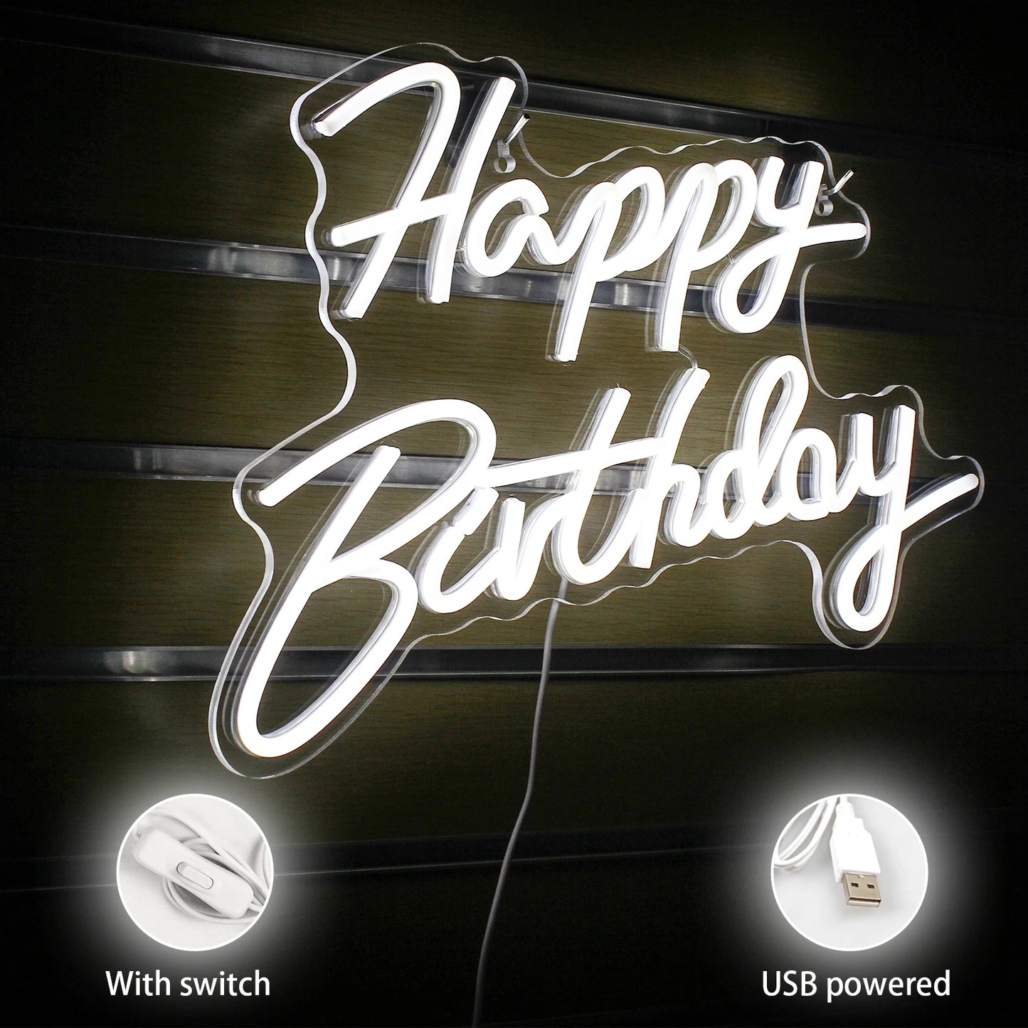 Letreiro de LED "Feliz Aniversário" 5V USB - Econômico