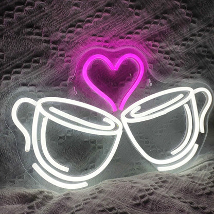Coffee Cup Heart 5V USB LED Neon Sign - Budget Friendly
