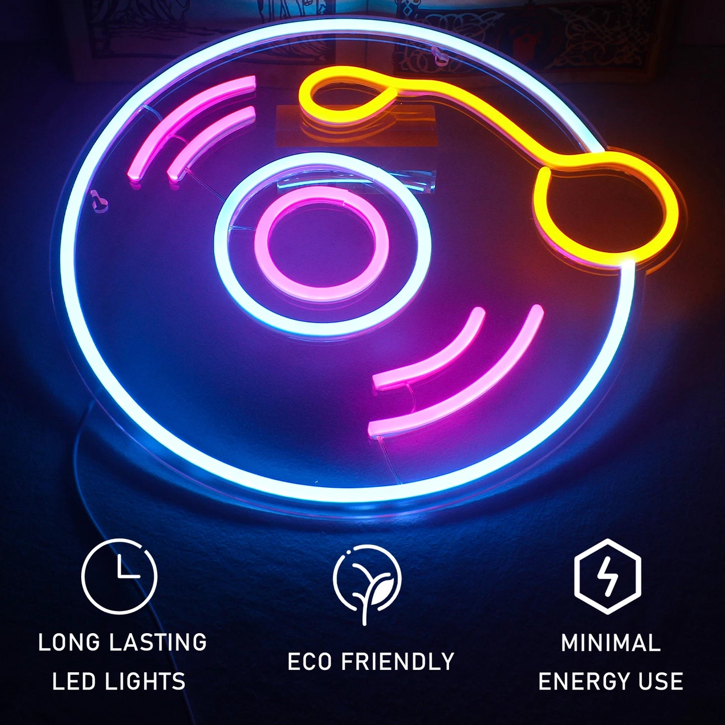 Placa de Led USB 5V em Forma de Disco de Vinil - Econômica