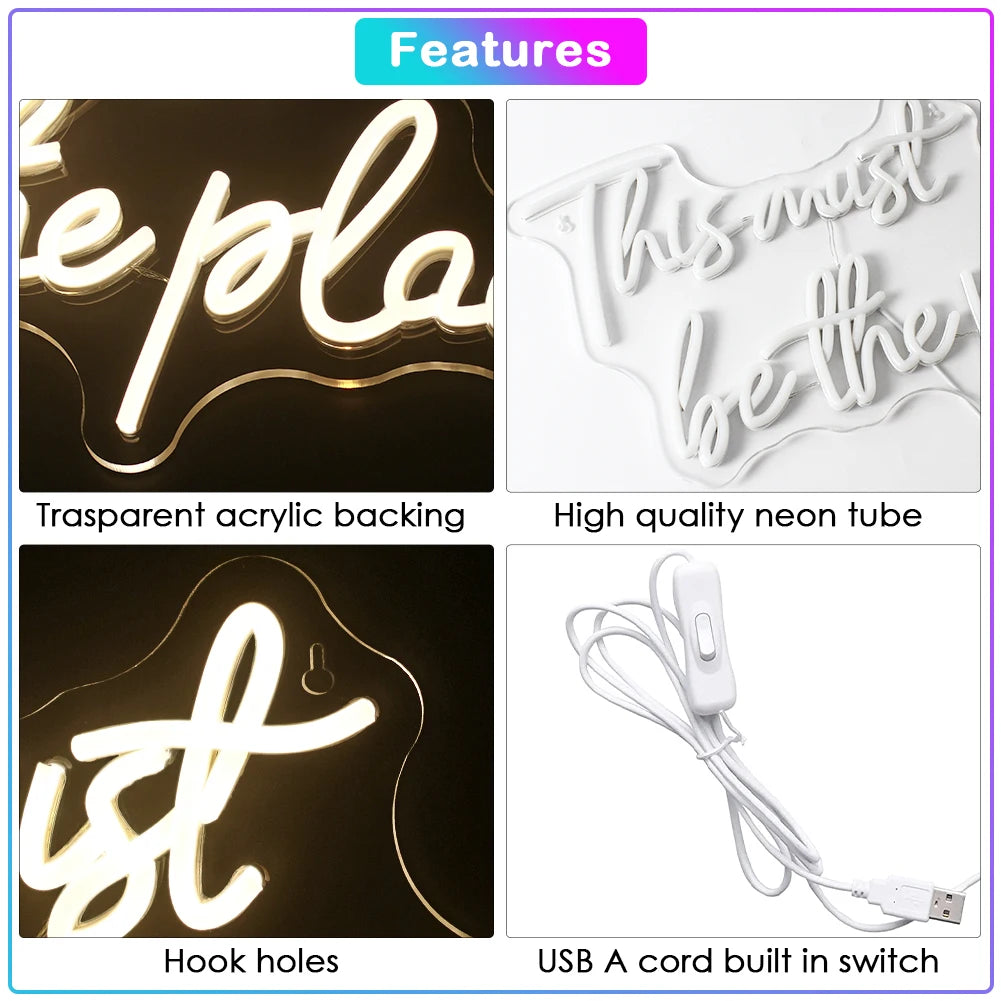 This must be the place – letreiro de néon LED (5 V USB)