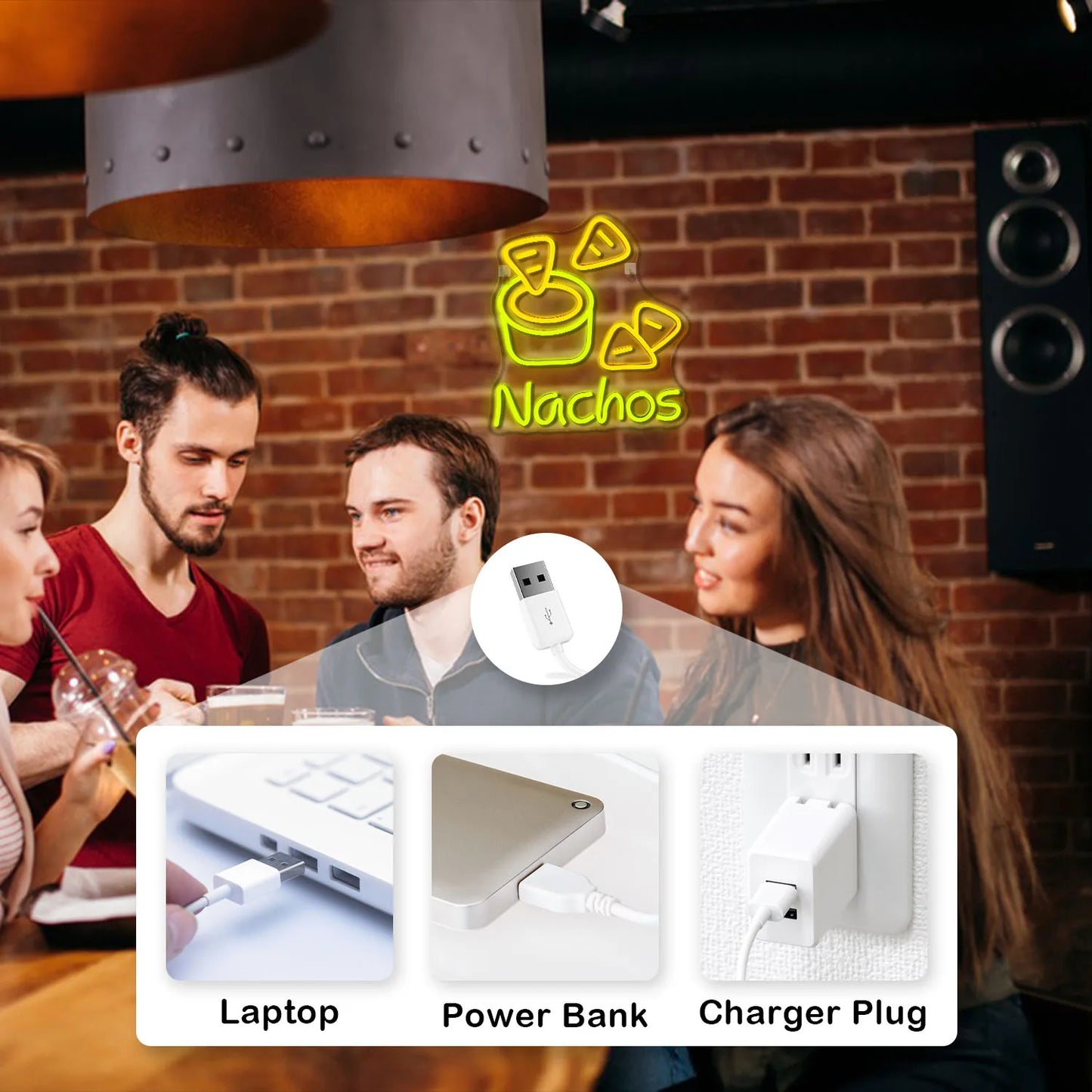 Letreiro de LED USB 5V de Nachos - Econômico