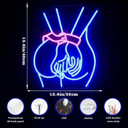 Letreiro de LED Corpo Feminino Sexy 5V USB - Econômico