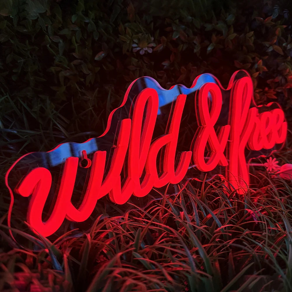 Wild & Free 5V USB LED Neon Sign - Budget Friendly
