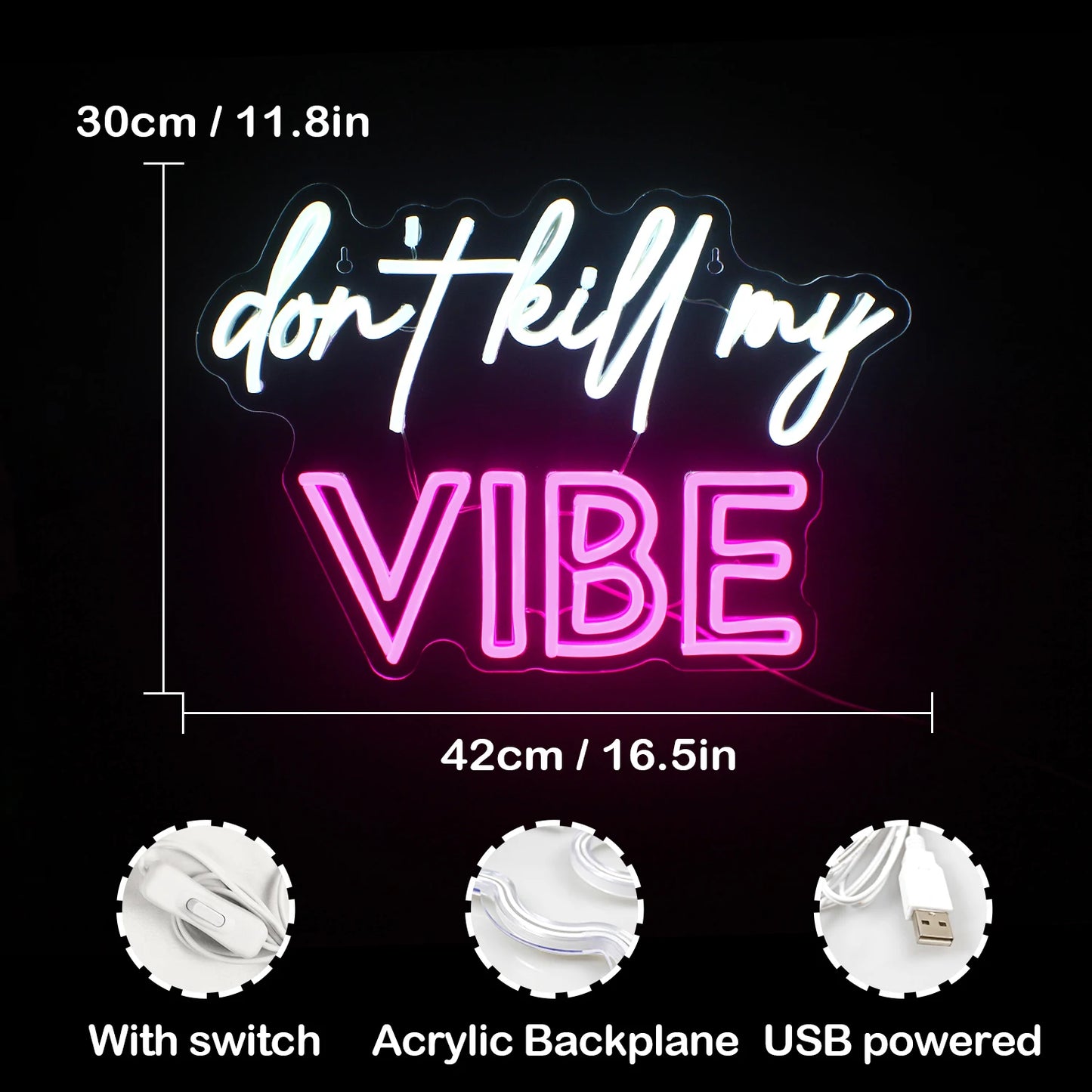 Don't Kill My Vibe 5V USB LED Neon Sign - Budget Friendly