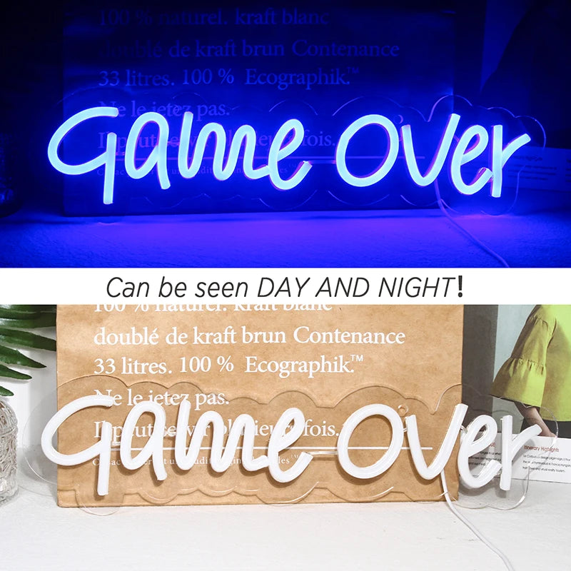 Game Over – letreiro de néon LED (5 V USB)