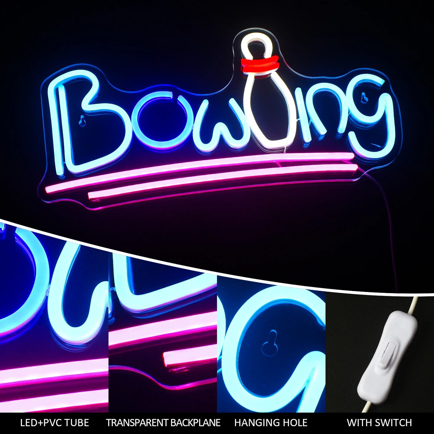 Letreiro de LED USB 5V Bowling - Econômico