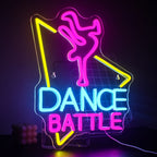 DANCE BATTLE – Bailarina e contorno triangular – letreiro de néon LED (5 V USB)