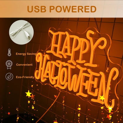Happy Halloween 5V USB LED Neon Sign - Budget Friendly