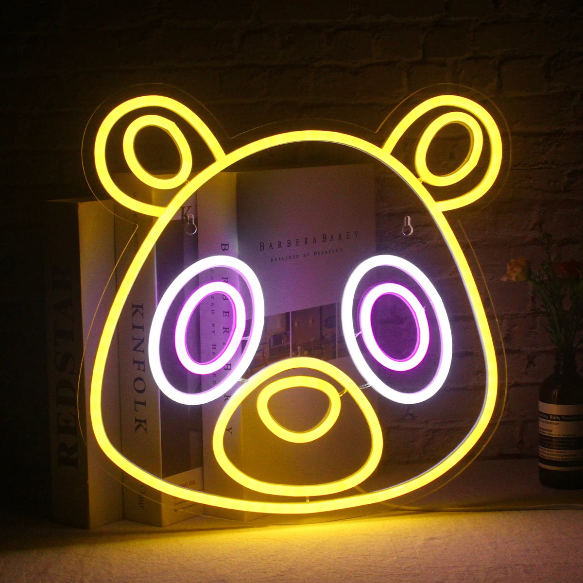Urso em estilo anime – letreiro de néon LED (5 V USB)