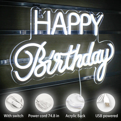 Letreiro de LED "Feliz Aniversário" 5V USB - Econômico