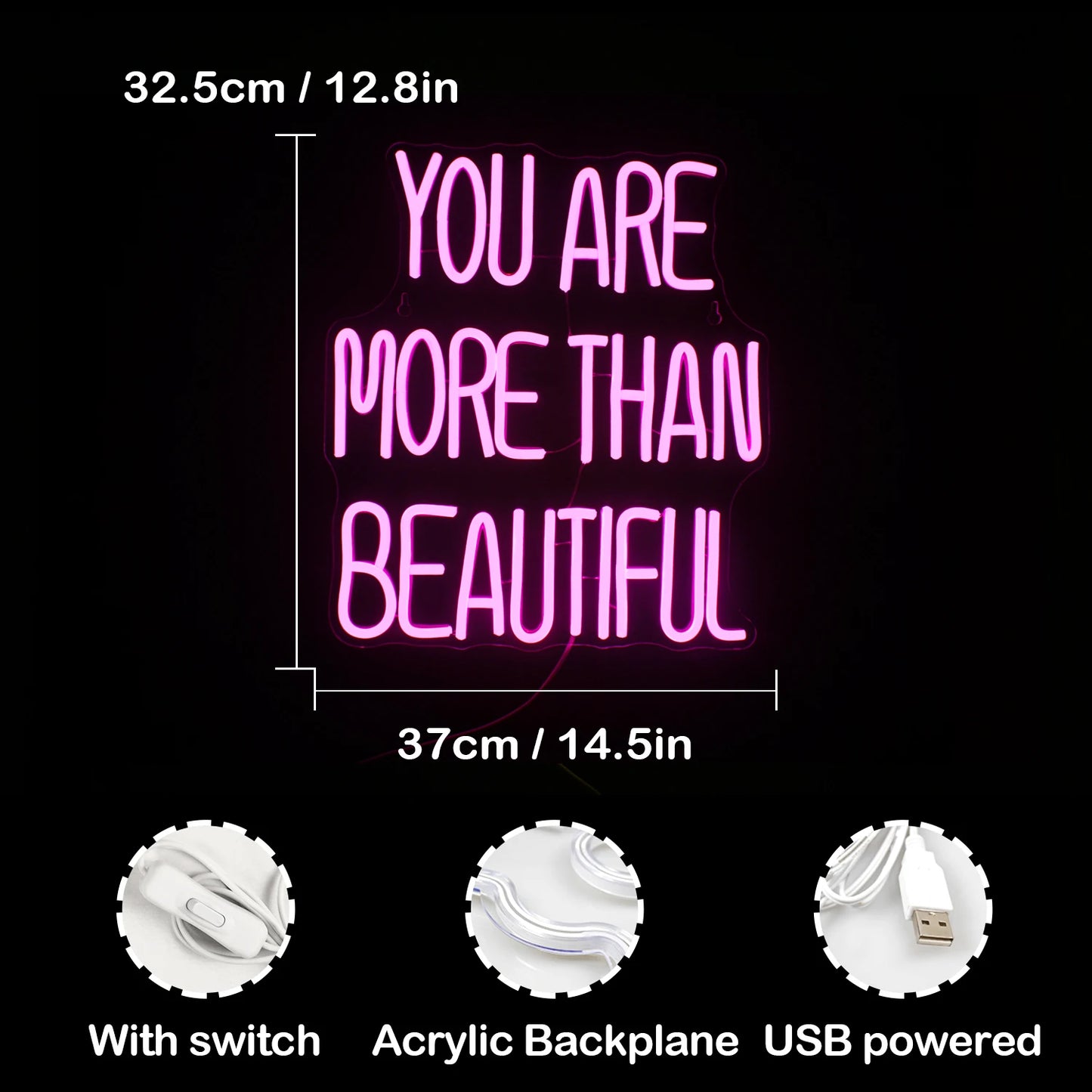 You Are More Than Beautiful 5V USB LED Neon Sign - Budget Friendly