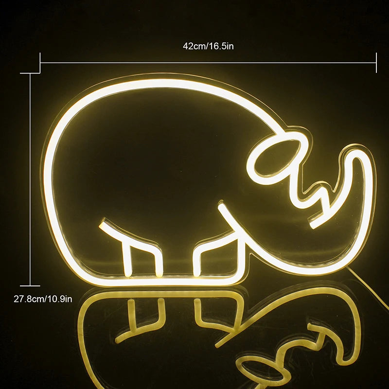Rinoceronte – letreiro de néon LED (5 V USB)