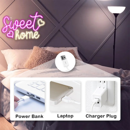Letreiro de LED "Lar Doce Lar" 5V USB - Econômico