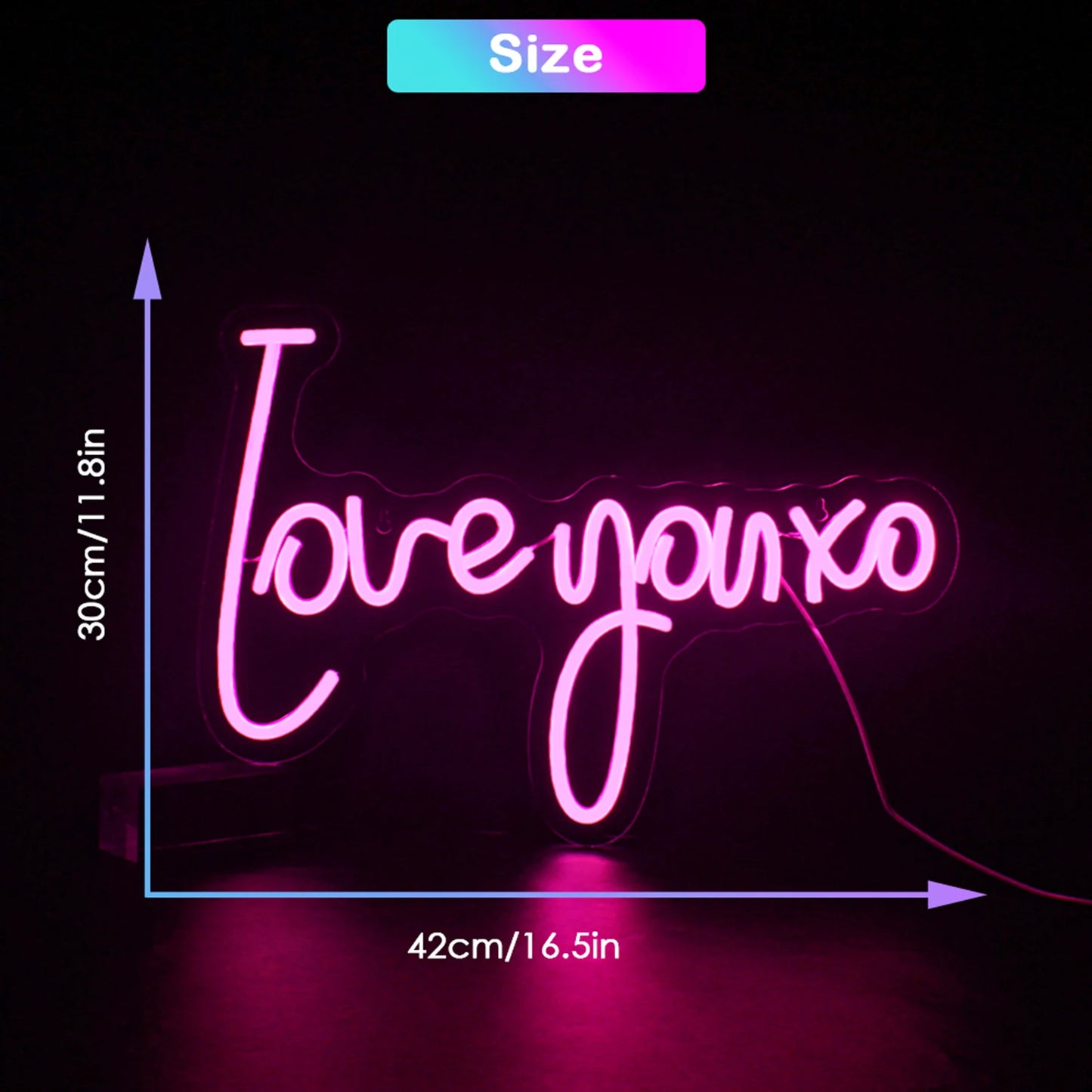 Letreiro de LED "Love You XO" 5V USB - Econômico