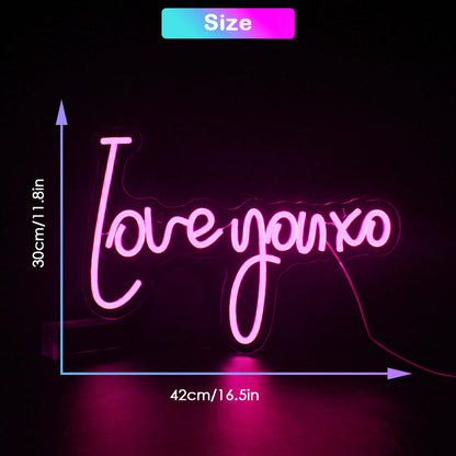 Letreiro de LED "Love You XO" 5V USB - Econômico