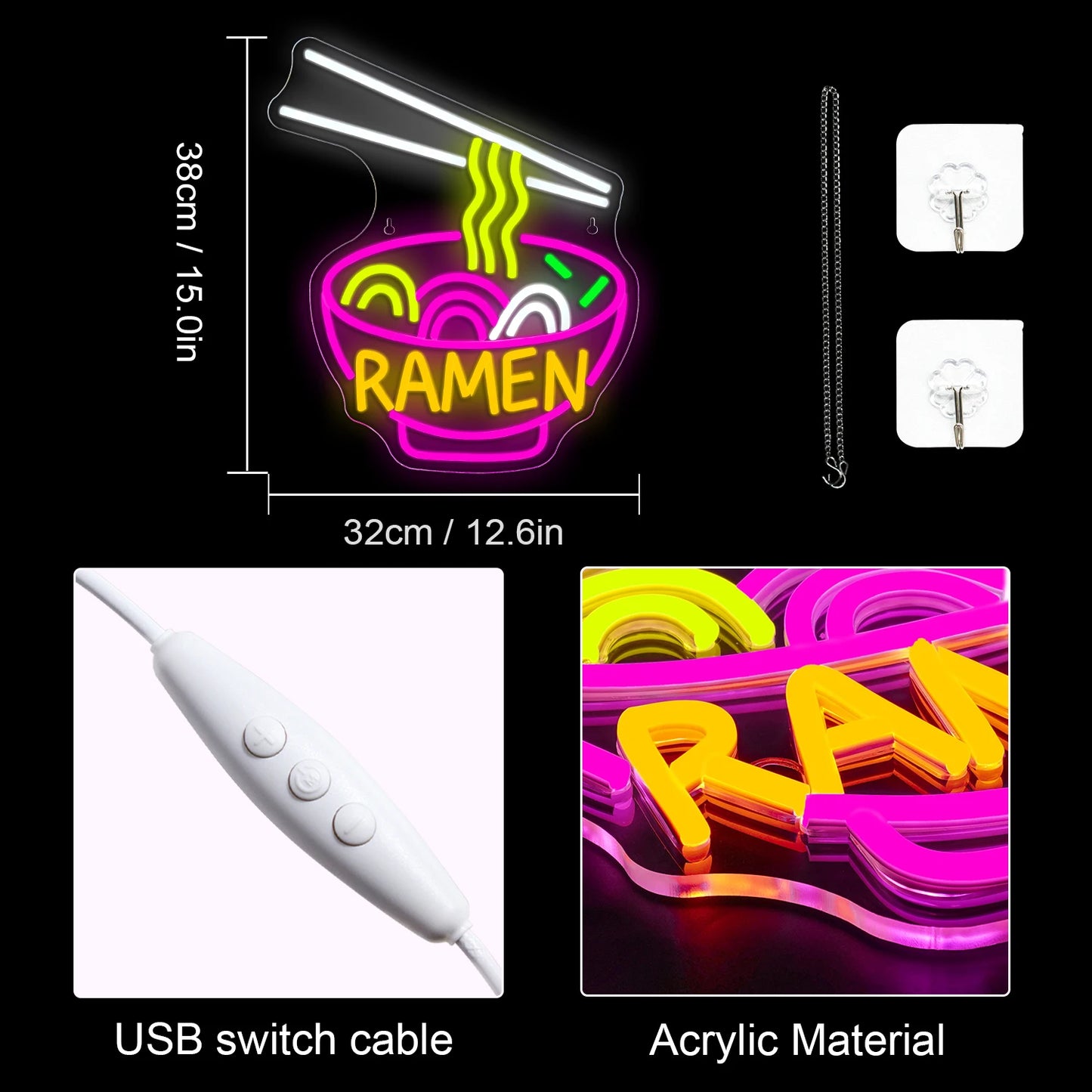 Ramen 5V USB LED Neon Sign - Budget Friendly