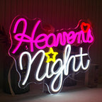 Heavens Night – Coração e estrela – letreiro de néon LED (5 V USB)