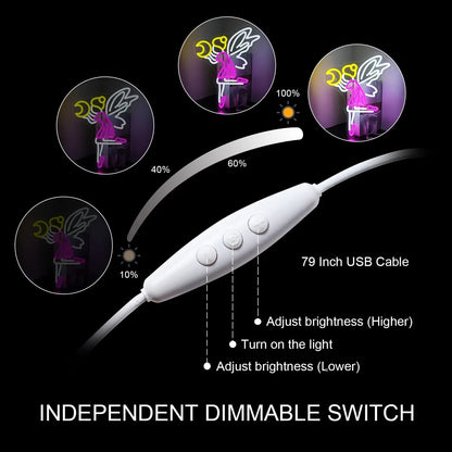 Flying Fairy Moon 5V USB LED Neon Sign - Budget Friendly