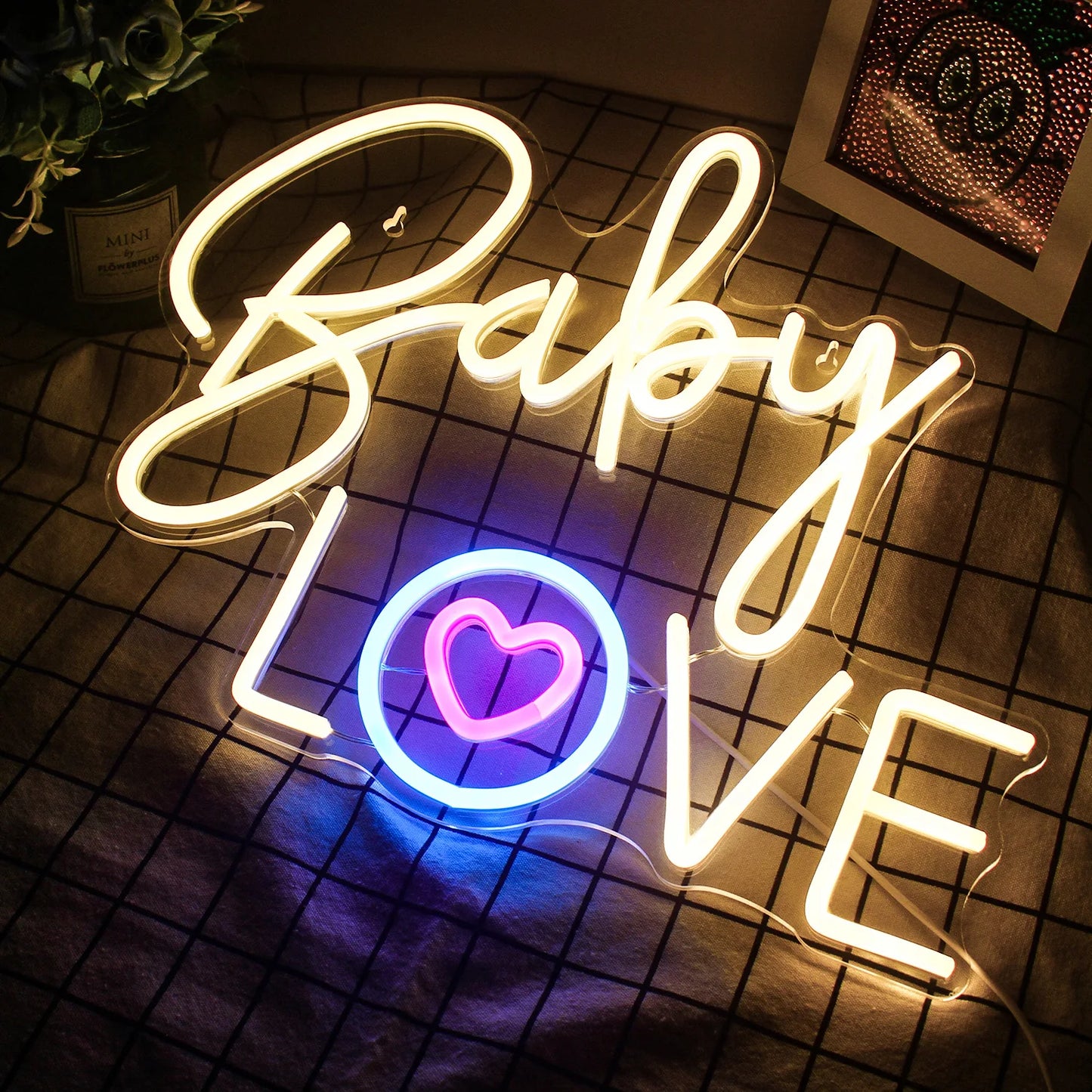 Letreiro de LED "Amor de Bebê" 5V USB - Econômico