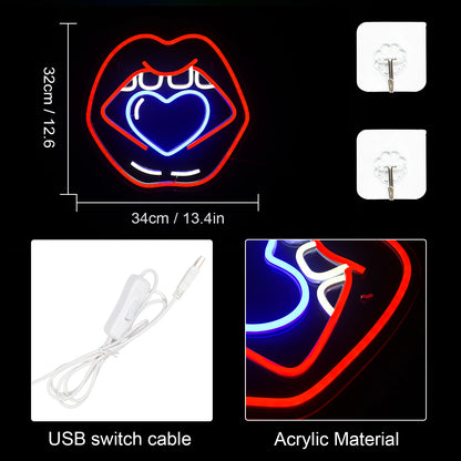 Caring Lips Letreiro de LED USB 5V - Econômico
