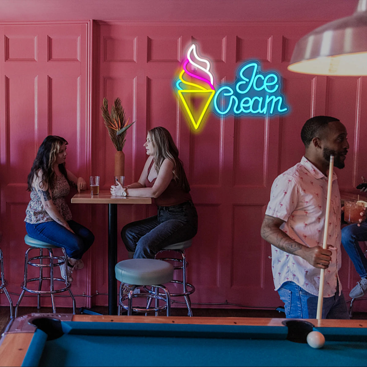 Ice Cream – Cone de gelado na lateral – reclame luminoso em néon LED (5 V USB)