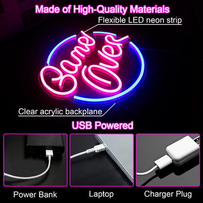 Letreiro de LED "Game Over" 5V USB - Econômico
