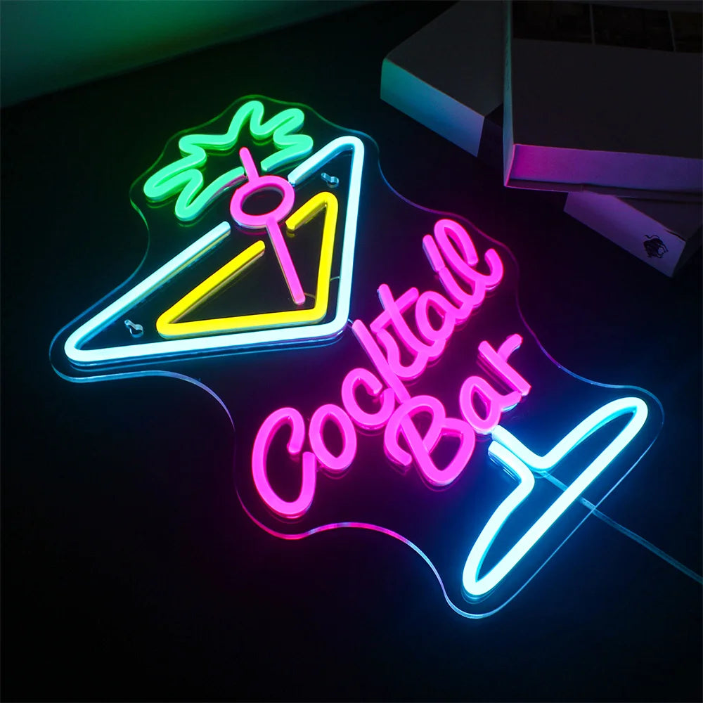 Letreiro de LED USB 5V para Bar de Coquetéis - Econômico