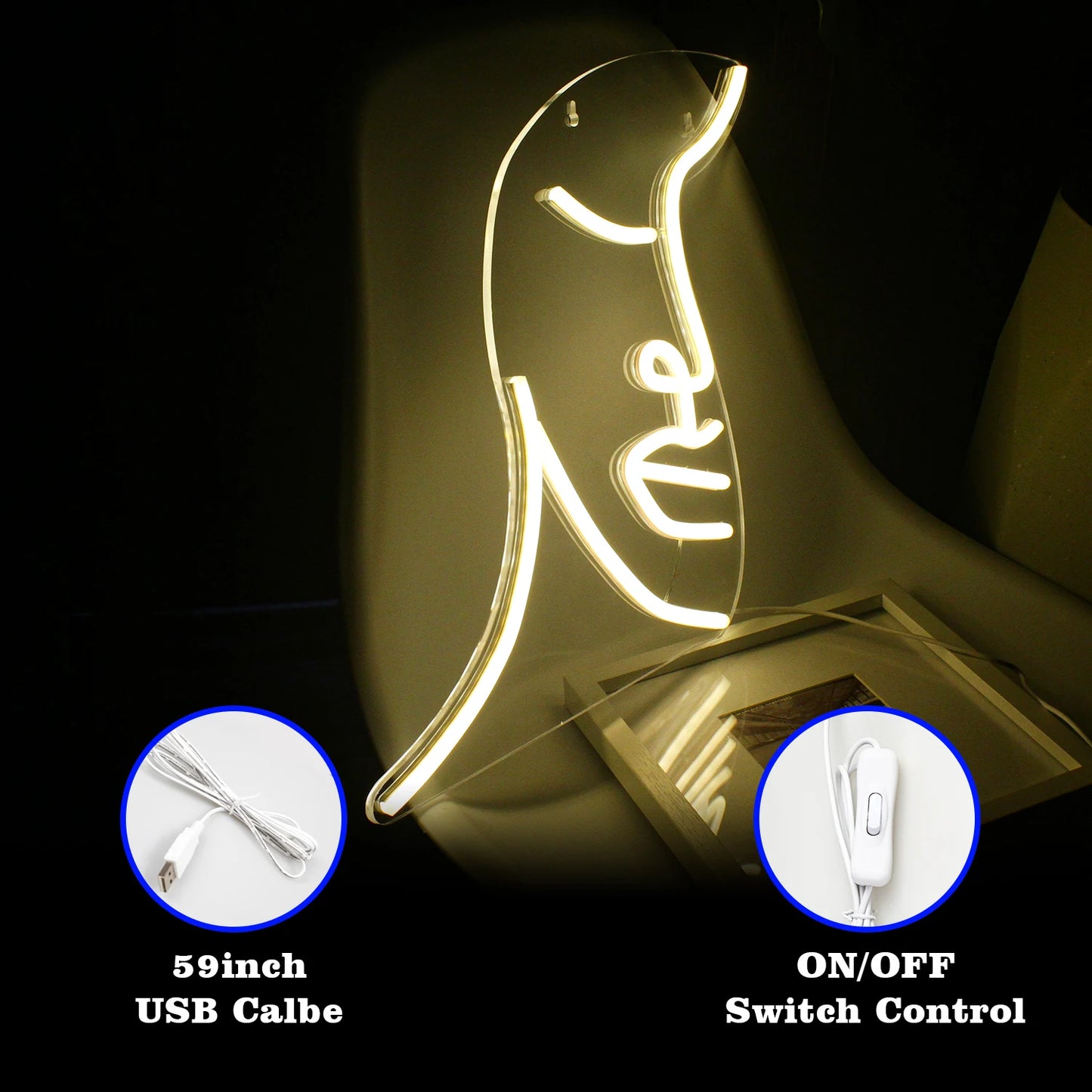 Letreiro de LED Face 5V USB - Econômico