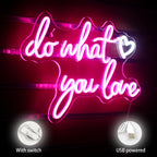 do what you love – Coração – letreiro de néon LED (5 V USB)