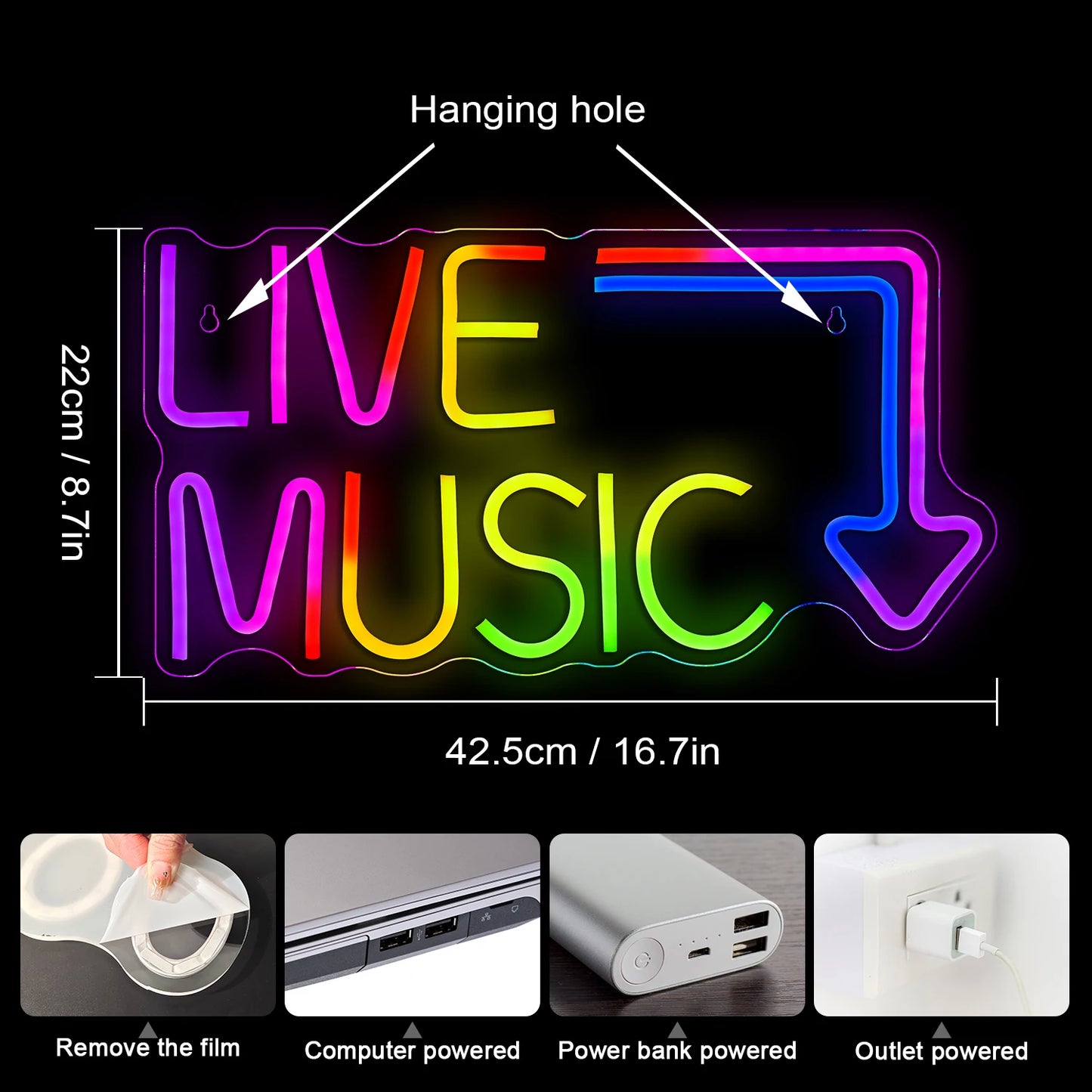 Live Music 5V USB LED Neon Sign - Budget Friendly
